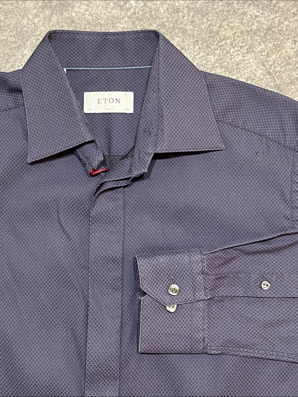 Eton Men's Dark Navy Micro-Pattern Dress Shirt